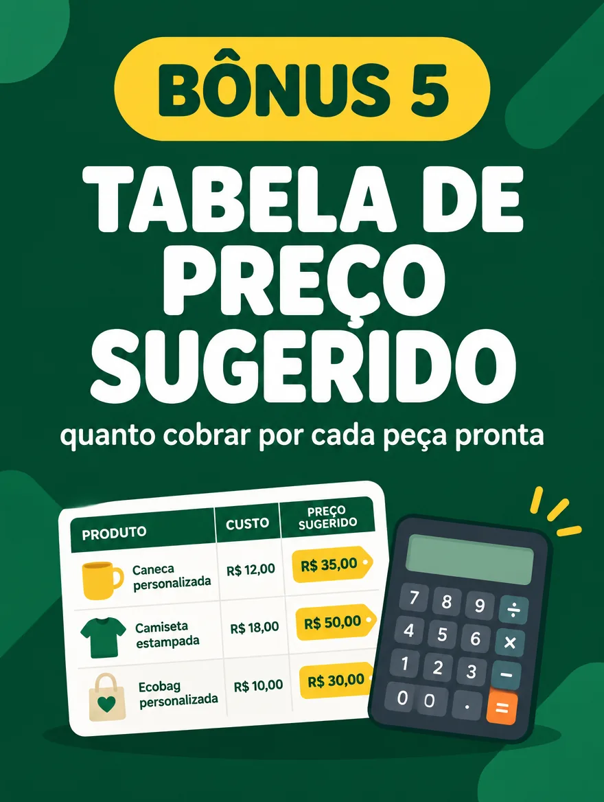 Capa da Tabela de preço sugerido para calcular custos e margem de revenda